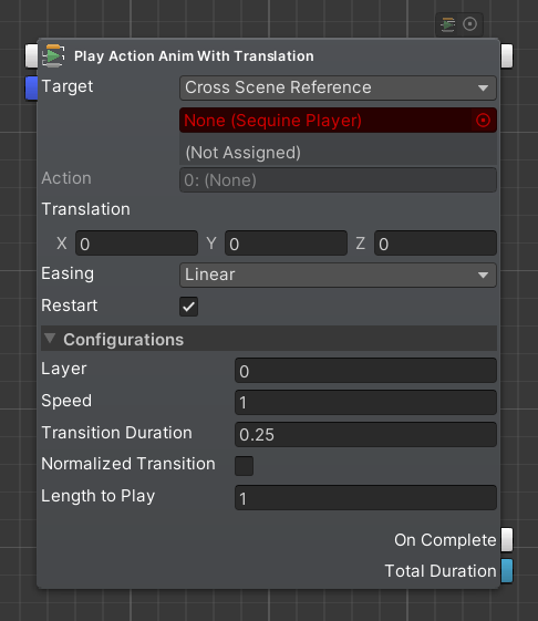 Play Action Animation with Translation